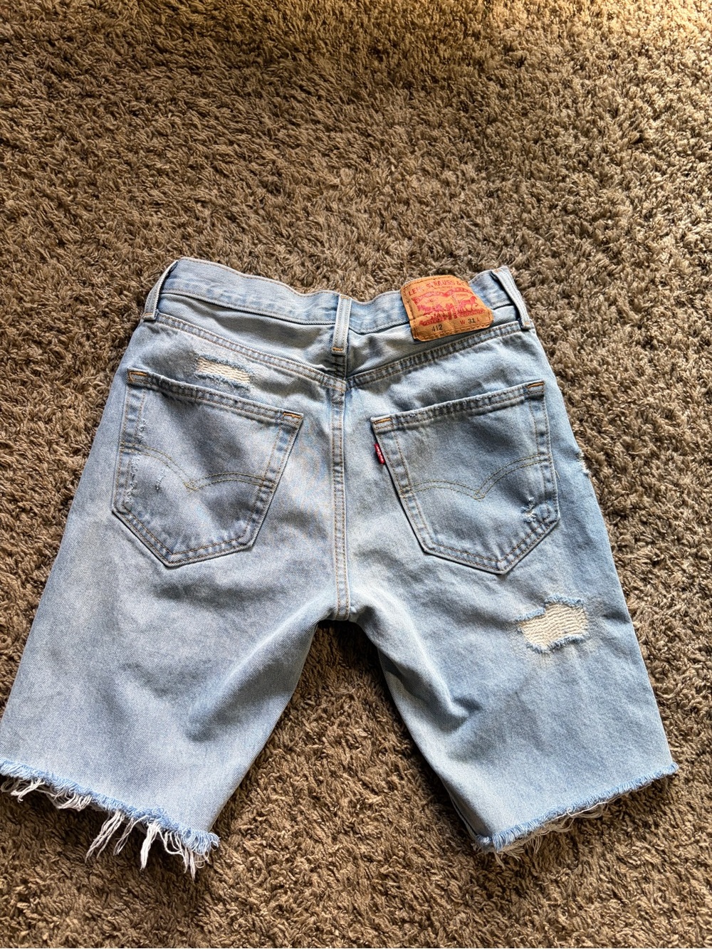 Men’s Levi Jean Light Blue Distressed Denim Shorts